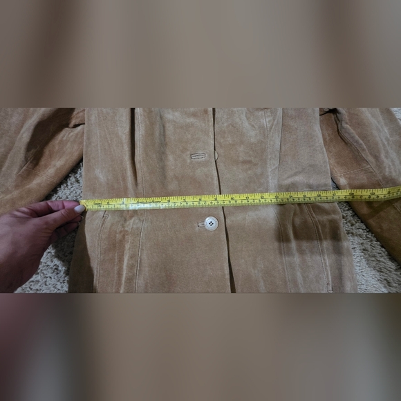 NWT Halston Studio Suede Leather Long Jacket Size S Color Caramel - Picture 7 of 12